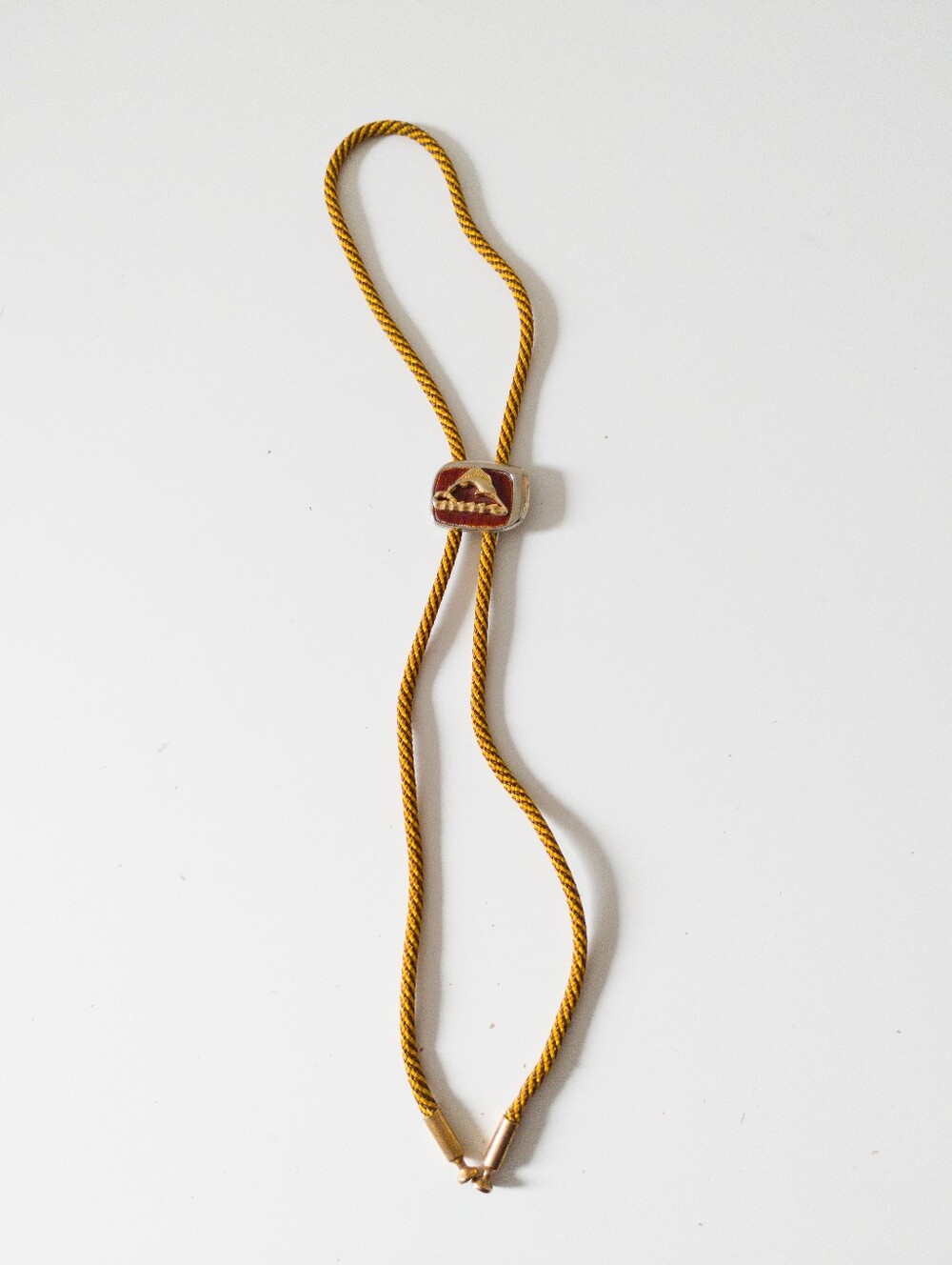 Vintage Marlin Sailfish Bolo Tie Faux Wood Faux Inlay Western Nautical Cord